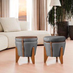 Puff Baú Flex em Linho Premium com Pés de Madeira Organize com Estilo - 2