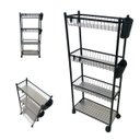 Ver imagem 1 de Carrinho Organizador Multiuso 4 Prateleira Cozinha Lavanderia Banheiro Ganchos E Escorredor Higiene 