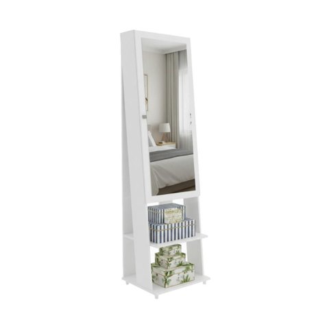 Penteadeira Espelho de Chão com 1 Porta e Porta-Joias 49cm Multimóveis CR35551 Branco