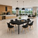 Ver imagem 1 de Mesa Cozinha e Refeitório 180cm x 90cm Pés Metal com 6 Cadeiras Siena Pés Madeira Casa Lar Cor: