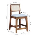 Ver imagem 2 de Kit 2 Banqueta Baixa/Cadeiras Gabi Encosto Telinha Natural Assento Estofado - Amêndoa