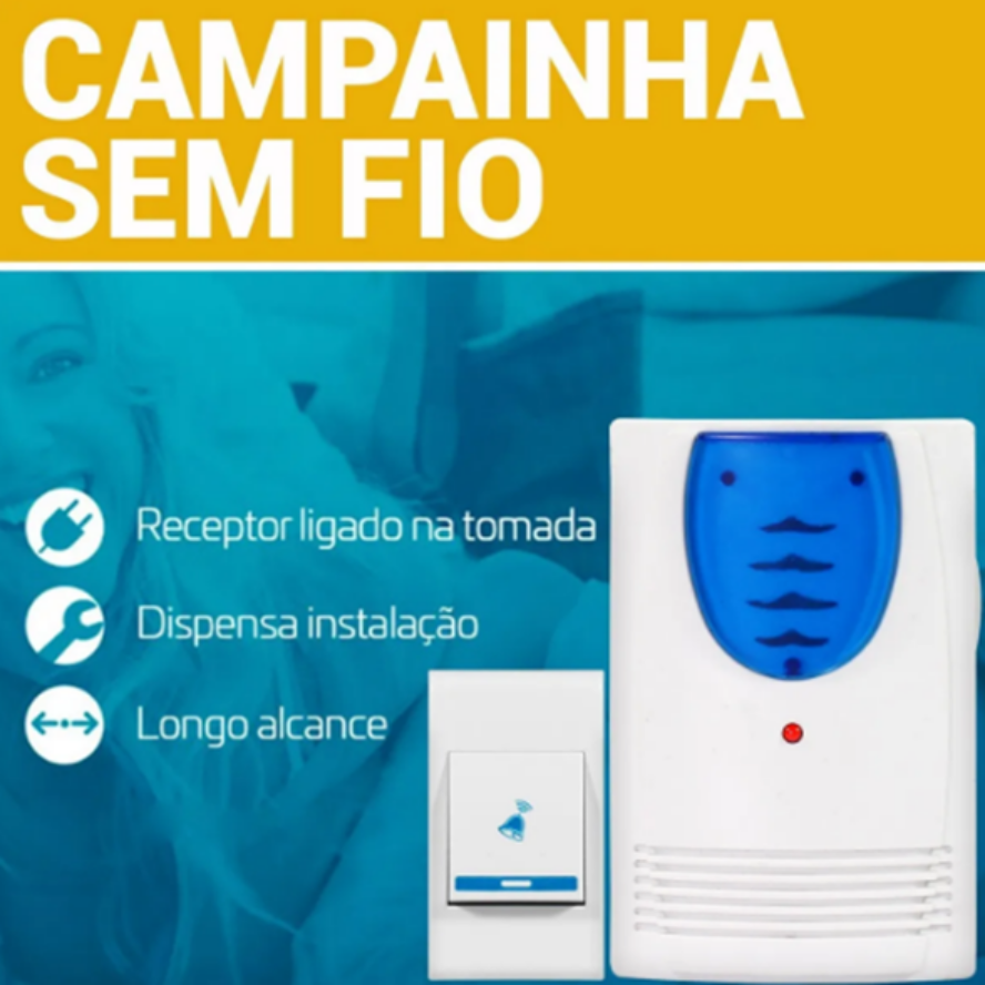 Campainha Sem Fio Wireless 100 Metros 36 Toques Residencial
