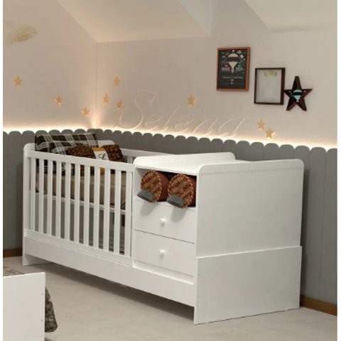 Berço Multifuncional Selena Branco Brilho -  Carolina Baby