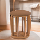 Ver imagem 4 de Banqueta Puff Decorativo Sala Pé Madeira Linho Almofada:terra Cota