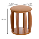 Ver imagem 3 de Banqueta Puff Decorativo Sala Pé Madeira Linho Almofada:terra Cota