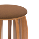 Ver imagem 2 de Banqueta Puff Decorativo Sala Pé Madeira Linho Almofada:terra Cota