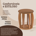 Ver imagem 5 de Banqueta Puff Decorativo Sala Pé Madeira Linho Almofada:terra Cota