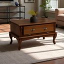 Ver imagem 2 de Mesa de Centro Retangular 2 Portas Pés Luiz Xv Florença 1006 - Castanho Envelhecido