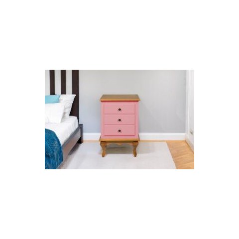 Mesa de Cabeceira Luis Xv 3 Gavetas - Rosa