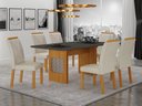 Ver imagem 1 de Conjunto Sala de Jantar Lara 1,80m com 6 Cadeiras Clara Plus Cinamomo/Chumbo/Joli Palha