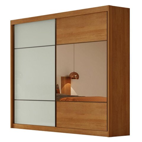 Guarda Roupa Casal Belmonte 2 Portas 6 Gavetas com Espelho Cinamomo Fendi - Novo Horizonte
