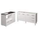 Ver imagem 1 de Balcão Cozinha Gabinete de Pia 160 Cm Estela e Balcão para Fogão Cooktop 5 Bocas e Forno Elé