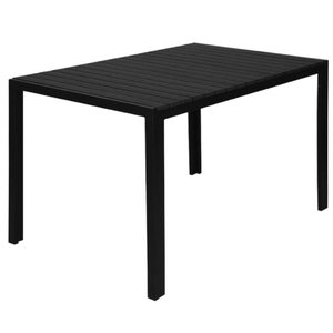 Mesa Retangular Área Externa Grumari Rivatti 140 Cm (largura) Tampo Polywood Preto Base em Aluminio