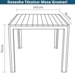 Mesa Retangular Área Externa Grumari Rivatti 140 Cm (largura) Tampo Polywood Preto Base em Aluminio - 4