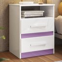 Ver imagem 2 de Mesa de Cabeceira Apolo 2 Gavetas Flex Branco/lilás - Moval