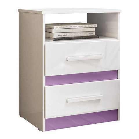 Mesa de Cabeceira Apolo 2 Gavetas Flex Branco/lilás - Moval