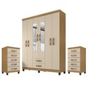 Ver imagem 1 de Kit Guarda Roupa Casal 6 Pts 2 Gvtsc- Espelho e 2 Cômoda 5 Gvtscarvalho Off White