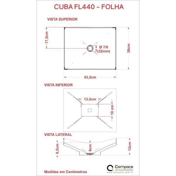 Cuba de Apoio para Banheiro F44W Folha Compace - 3