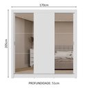 Ver imagem 4 de Guarda-roupa Casal 3 Portas de Correr com Espelhos 2 Gavetas Branco Sublime Madesa