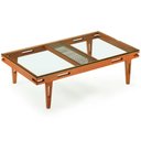 Ver imagem 1 de Mesa de Centro Los Ozki 120 cm Madeira Eucalipto Cedro Corda Redonda Rami e Tampo de Vidro