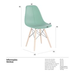 KIT - 10 x cadeiras Charles Eames Eiffel DSW - Base de madeira clara - Verde escuro - 7