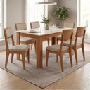 Ver imagem 1 de Mesa Jantar 1,60m x 0,90m com 6 Cadeiras Encosto Tela 100% MDF Dalla Costa