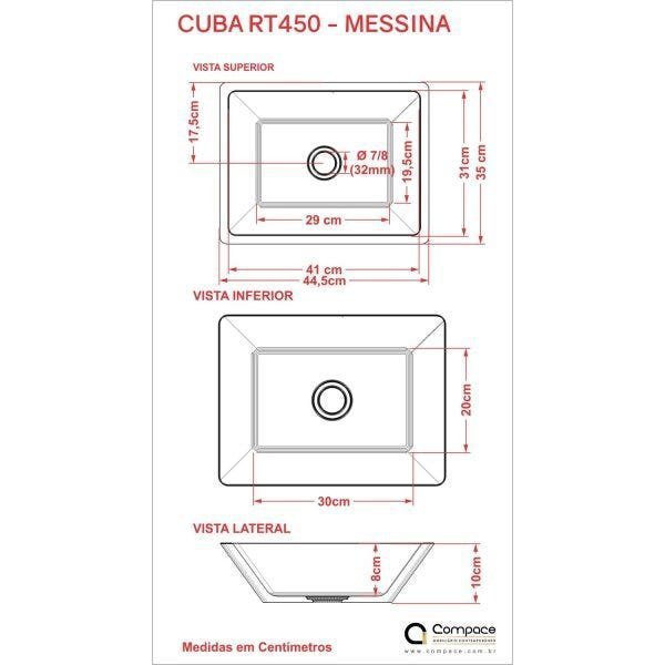 Cuba de Apoio para Banheiro Rt45 Messina Compace - 3