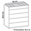Ver imagem 4 de Comoda Tampo de Vidro 5 Gavetas 010059 Branco Dcasa