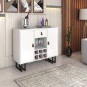 Ver imagem 5 de Buffet com Adega e Nichos Branco Pés Metálicos Preto Moderno
