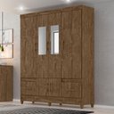 Ver imagem 2 de Guarda Roupa Casal Ms912 6 Portas e 2 Gavetas Castanho com Espelho - Moval
