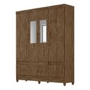 Ver imagem 1 de Guarda Roupa Casal Ms912 6 Portas e 2 Gavetas Castanho com Espelho - Moval