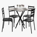 Ver imagem 1 de Kit Mesa Diamante 541 Sala de Jantar 4 Cadeiras Pés Tubular Floral/preto