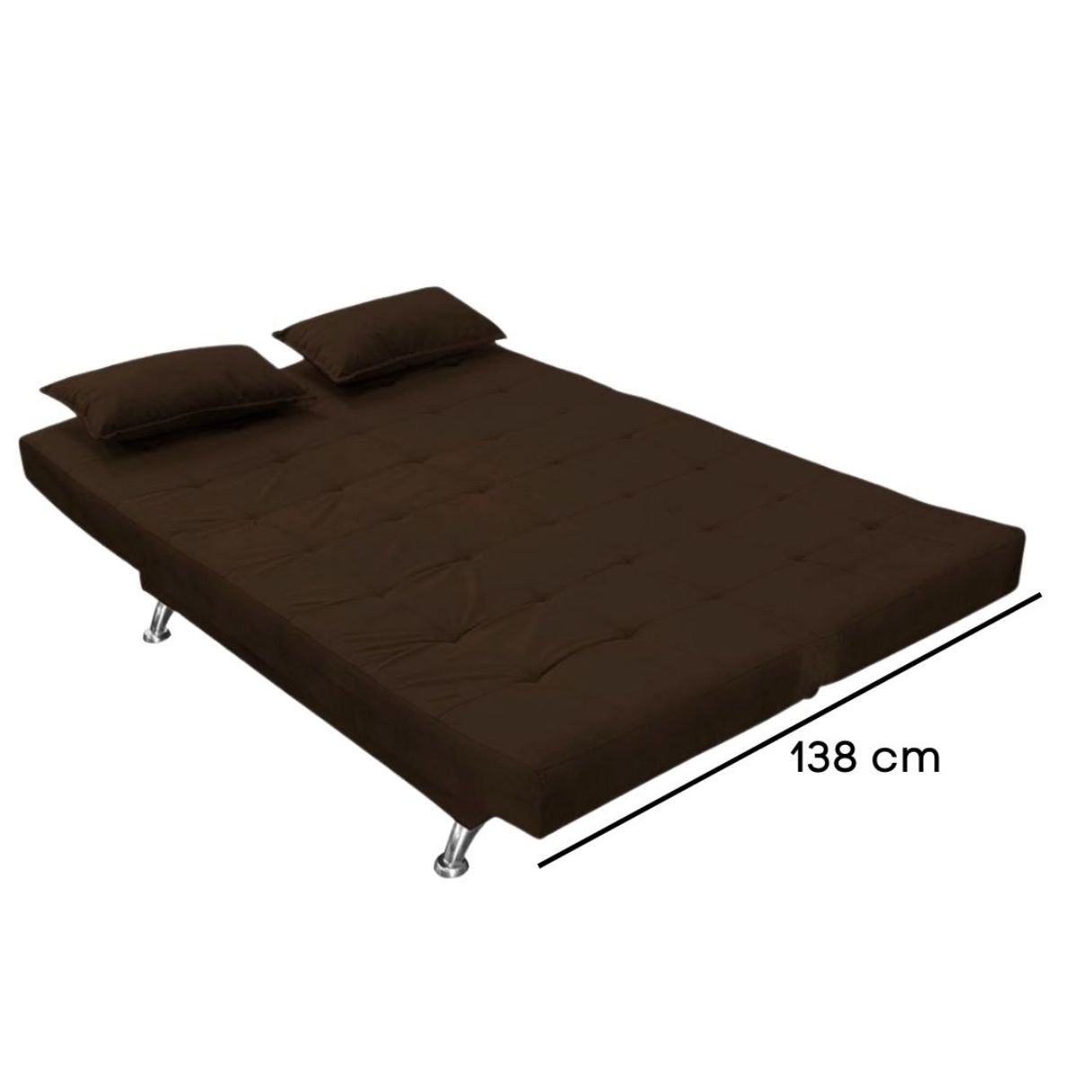 Sofá Cama Casal com Almofadas Melina Suede Marrom Escuro - 3