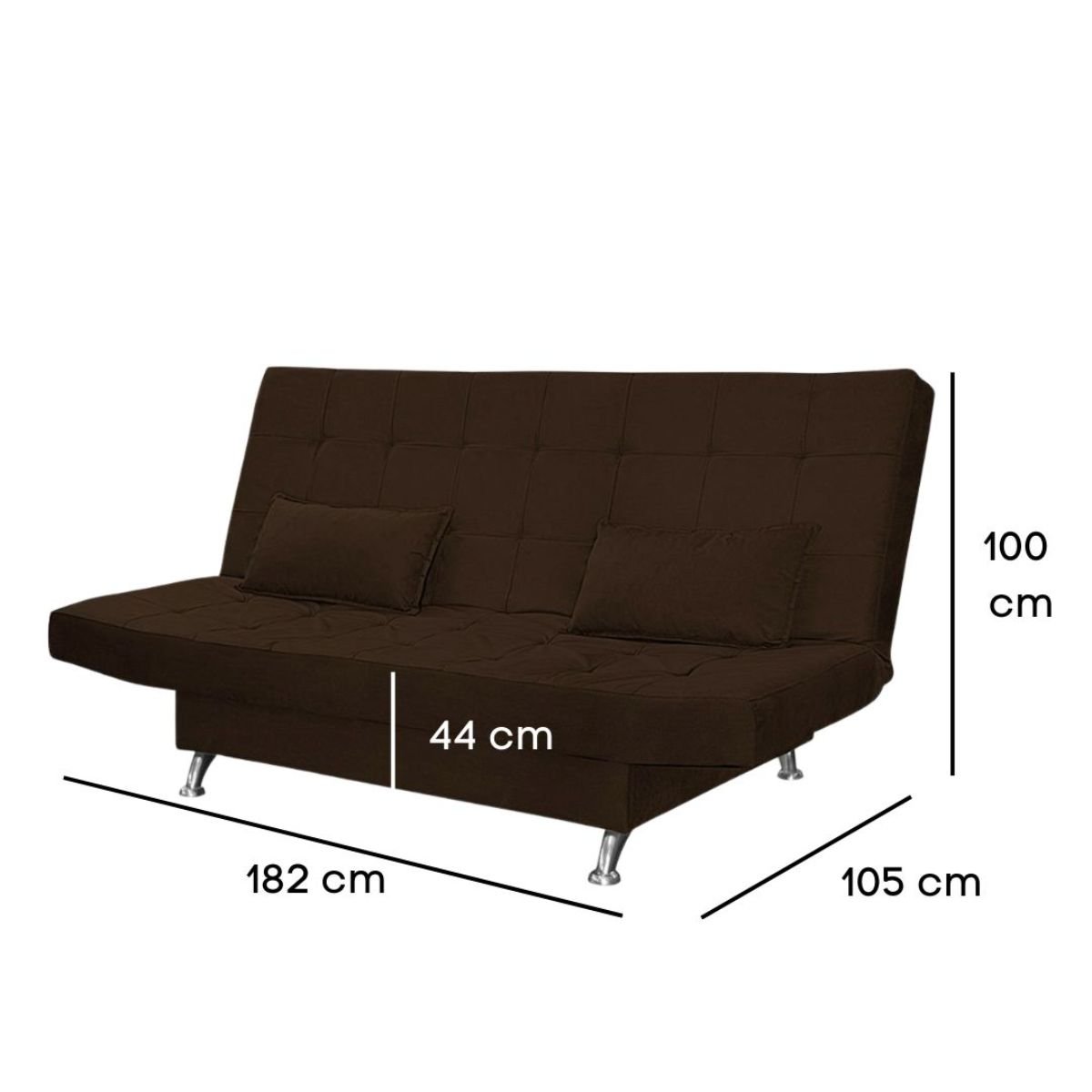 Sofá Cama Casal com Almofadas Melina Suede Marrom Escuro - 4