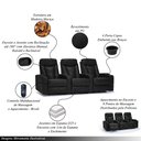 Ver imagem 3 de Poltrona 3 Lugares Sala de Estar e Cinema Vancouver Porta Copos Reclinável Manual Pu Preto G94 - Lau