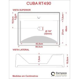Cuba para Banheiro Rt49w Retangular Compace - 3