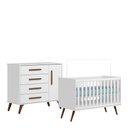 Ver imagem 1 de Quarto de Bebê Qencanto Retrô com Cômoda e Berço Qmovi Branco Acetinado