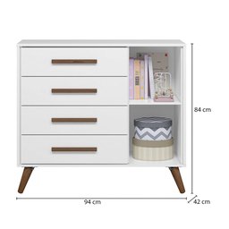 Quarto de Bebê Qencanto Retrô com Cômoda e Berço Qmovi Branco Acetinado - 2