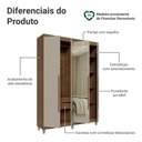 Ver imagem 4 de Guarda-Roupa Solteiro com Pés 4 Portas Batentes com Espelho Rustic/Crema/Rustic Saturno Madesa