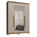Ver imagem 2 de Guarda-Roupa Solteiro com Pés 4 Portas Batentes com Espelho Rustic/Crema/Rustic Saturno Madesa