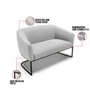Ver imagem 4 de Sofá Namoradeira 2 Lugares Base Industrial Preto Stella Suede Cinza D03 - D'Rossi