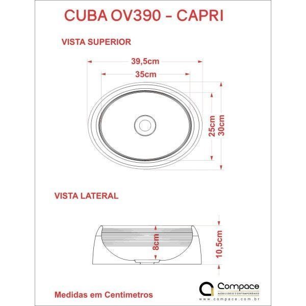 Cuba de Apoio para Banheiro OV39W Capri Compace - 3