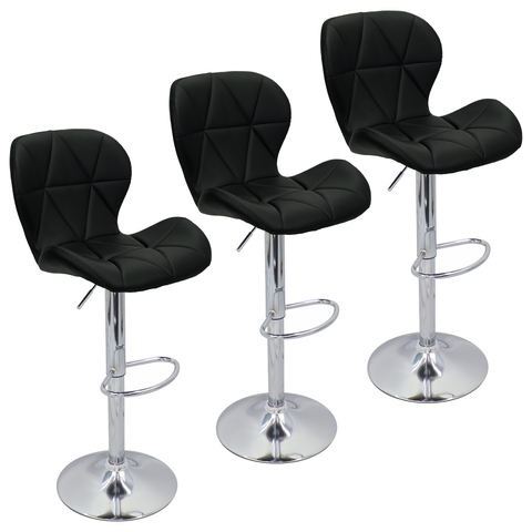 Conjunto 3 Banquetas Slim Couro Pu Regulagem de Altura - Nude Bege