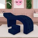 Ver imagem 2 de Maca de Estética para Massagem Cílios Fixa Lash Estofada com Escada Veludo Azul G83 - Gran Belo Maca
