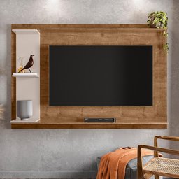 Painel Home Invictus Para Tv Até 55 Polegadas Madero Canela/Off White - 3