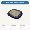 Ver imagem 2 de Tapete de Crochê Oval Branco e Azul Artesanal 60x85 Sala Quarto