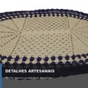 Ver imagem 6 de Tapete de Crochê Oval Branco e Azul Artesanal 60x85 Sala Quarto