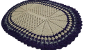 Ver imagem 3 de Tapete de Crochê Oval Branco e Azul Artesanal 60x85 Sala Quarto