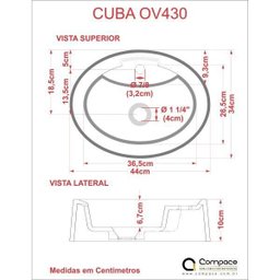 Cuba para Banheiro Ov43W Oval Onix Compace - 3