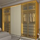 Ver imagem 1 de Guarda Roupa Casal Splendor 6 Portas LED 100% MDF Naturale Off White - Gelius